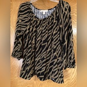 Michael Kors, black and gold chain peasant top